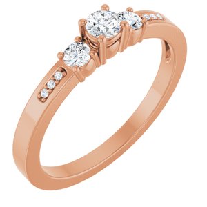 14K Rose Gold 3.2 mm Round Ring Mounting