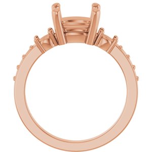 14K Rose Gold 8x8 mm Cushion Ring Mounting – image 4