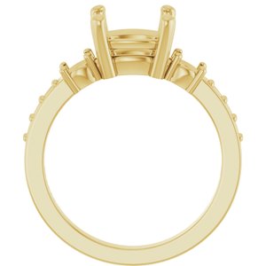 18K Yellow Gold 8x8 mm Cushion Ring Mounting – image 4
