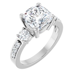 10K White Gold 8x8 mm Cushion Ring Mounting