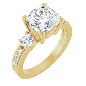 18K Yellow Gold 8x8 mm Cushion Ring Mounting