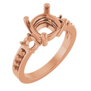 14K Rose Gold 8x8 mm Cushion Ring Mounting – image 2