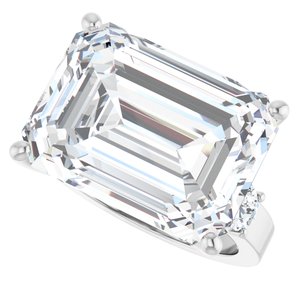 14K White Gold 16x12 mm Emerald Ring Mounting – image 8