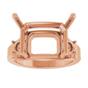 10K Rose Gold 16x12 mm Emerald Ring Mounting – image 6