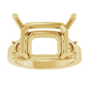 14K Yellow Gold 16x12 mm Emerald Ring Mounting – image 6