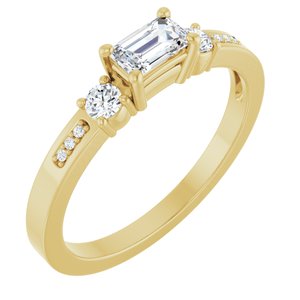 18K Yellow Gold 5x3 mm Emerald Ring Mounting