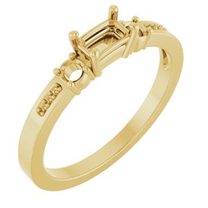 10K Yellow Gold 5x3 mm Emerald Ring Mounting – image 2