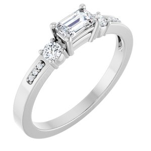 Sterling Silver 5x3 mm Emerald Ring Mounting