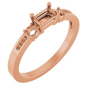18K Rose Gold 5x3 mm Emerald Ring Mounting – image 2