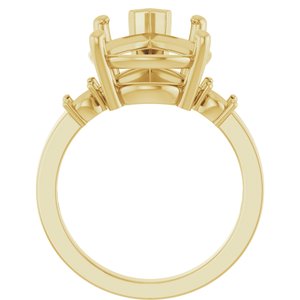 10K Yellow Gold 16x12 mm Pear Ring Mounting – image 4