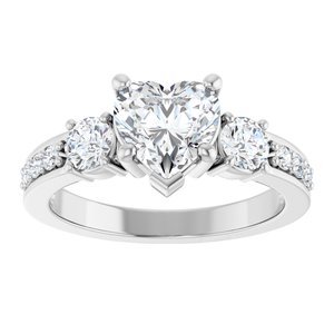 10K White Gold 7x7 mm Heart Ring Mounting – image 5