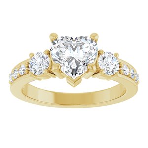 18K Yellow Gold 7x7 mm Heart Ring Mounting – image 5