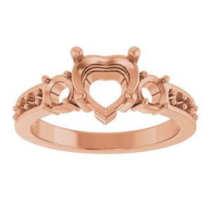 14K Rose Gold 7x7 mm Heart Ring Mounting – image 6