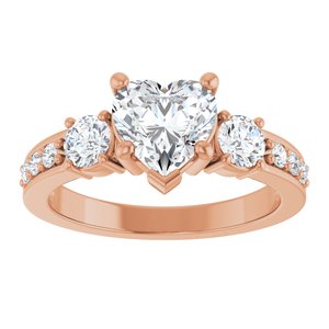 10K Rose Gold 7x7 mm Heart Ring Mounting – image 5