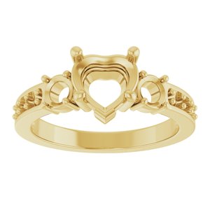 14K Yellow Gold 7x7 mm Heart Ring Mounting – image 6
