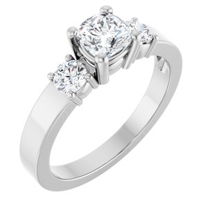 10K White Gold 5x5 mm Cushion Ring Mounting
