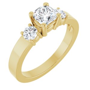 14K Yellow Gold 5x5 mm Cushion Ring Mounting