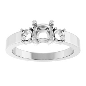14K White Gold 5x5 mm Cushion Ring Mounting – image 6