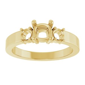 18K Yellow Gold 5x5 mm Cushion Ring Mounting – image 6
