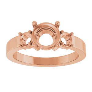 14K Rose Gold 7 mm Round Ring Mounting – image 6
