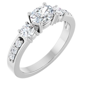 14K X1 White Gold 6.5x4.5 mm Oval Ring Mounting