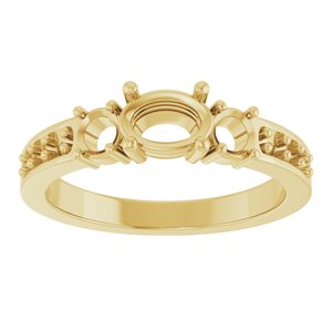 10K Yellow Gold 6.5x4.5 mm Oval Ring Mounting – image 6