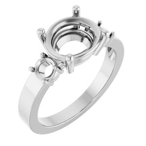 10K White Gold 10x8 mm Oval Ring Mounting – image 2