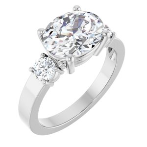 14K White Gold 10x8 mm Oval Ring Mounting