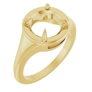 10K Yellow Gold 9 mm Round Ring Mounting – image 2