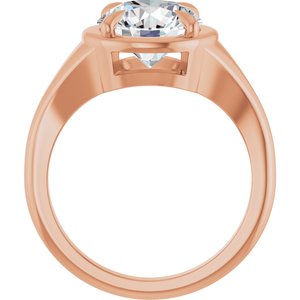 10K Rose Gold 9 mm Round Ring Mounting – image 3