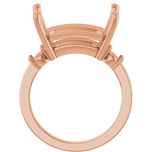 14K Rose Gold 16x12 mm Emerald Ring Mounting – image 4