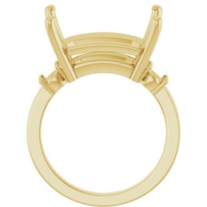 14K Yellow Gold 16x12 mm Emerald Ring Mounting – image 4
