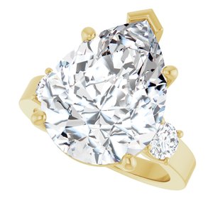 10K Yellow Gold 16x12 mm Pear Ring Mounting – image 8