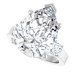 10K White Gold 16x12 mm Pear Ring Mounting – image 8