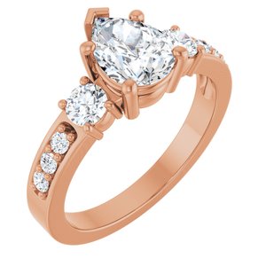 10K Rose Gold 8x6 mm Pear Ring Mounting