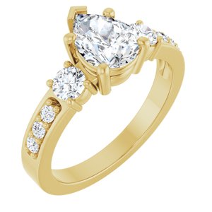 18K Yellow Gold 8x6 mm Pear Ring Mounting