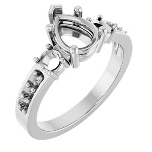 14K White Gold 8x6 mm Pear Ring Mounting – image 2