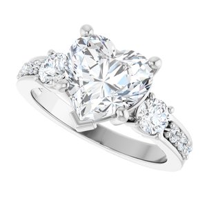 10K White Gold 9x9 mm Heart Ring Mounting – image 8