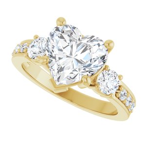18K Yellow Gold 9x9 mm Heart Ring Mounting – image 8