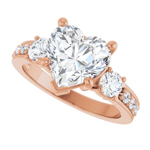 18K Rose Gold 9x9 mm Heart Ring Mounting – image 8