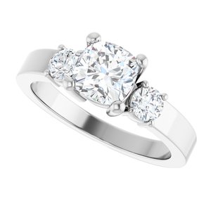 18K White Gold 6x6 mm Cushion Ring Mounting – image 8