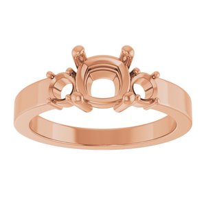 18K Rose Gold 6x6 mm Cushion Ring Mounting – image 6