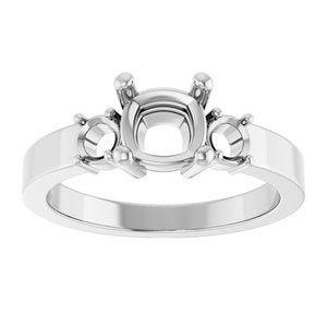 14K White Gold 6x6 mm Cushion Ring Mounting – image 6