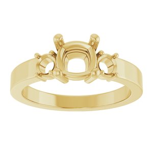 18K Yellow Gold 6x6 mm Cushion Ring Mounting – image 6