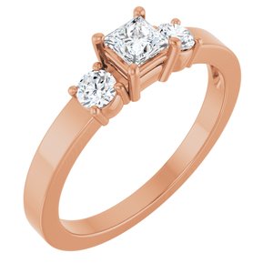 10K Rose Gold 3.5x3.5 mm Square Ring Mounting