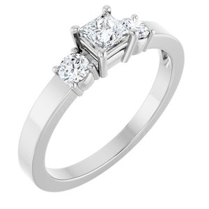 Sterling Silver 3.5x3.5 mm Square Ring Mounting
