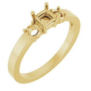 10K Yellow Gold 3.5x3.5 mm Square Ring Mounting – image 2