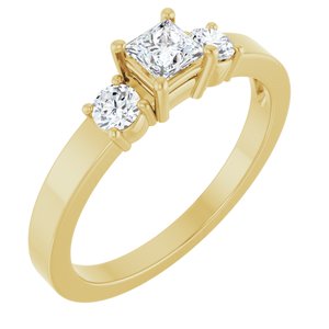 18K Yellow Gold 3.5x3.5 mm Square Ring Mounting