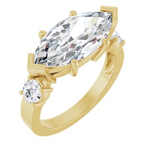 10K Yellow Gold 16x8 mm Marquise Ring Mounting