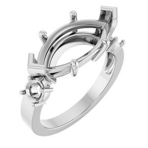 18K White Gold 16x8 mm Marquise Ring Mounting – image 2